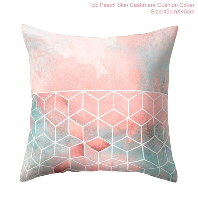HKM-372883 Geometric Abstract Plush Pillow Cover - Modern Simplicity 45x45cm