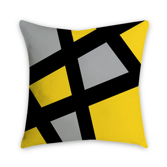HKM-372883 Geometric Abstract Plush Pillow Cover - Modern Simplicity 45x45cm