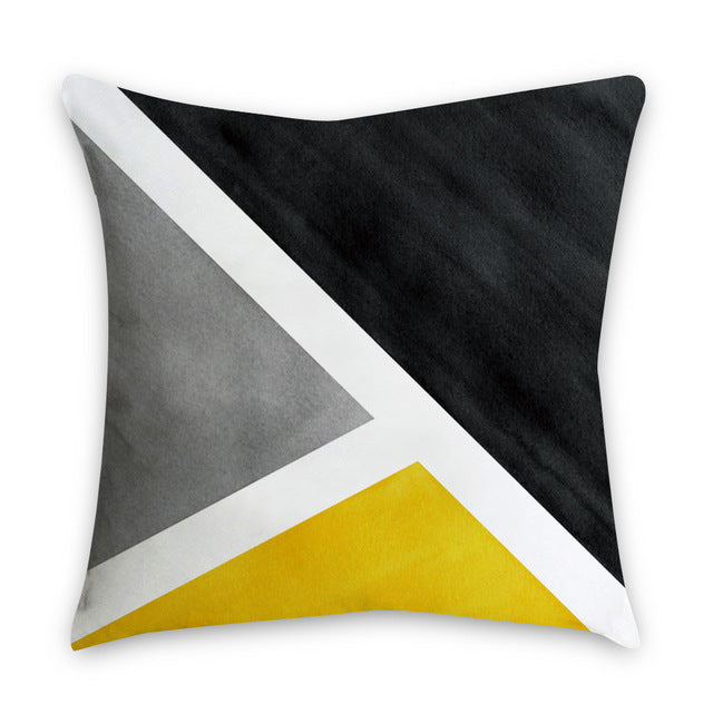 HKM-372883 Geometric Abstract Plush Pillow Cover - Modern Simplicity 45x45cm
