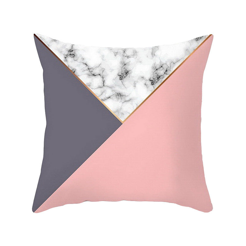 HKM-372883 Geometric Abstract Plush Pillow Cover - Modern Simplicity 45x45cm