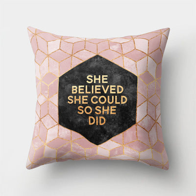 HKM-372883 Geometric Abstract Plush Pillow Cover - Modern Simplicity 45x45cm