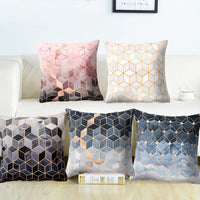 HKM-372883 Geometric Abstract Plush Pillow Cover - Modern Simplicity 45x45cm