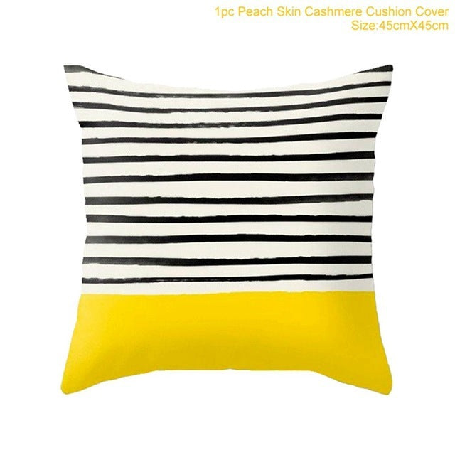 HKM-372883 Geometric Abstract Plush Pillow Cover - Modern Simplicity 45x45cm