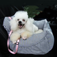 HKM-372947 Stylish Denim Canvas Dog Travel Kennel - Blue Stripes & Deep Sea Blue, 55x50x30cm