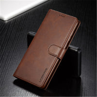 HKM-373011 Calfskin Pattern Flip Cover with Card Holder and Anti-Drop Protection
