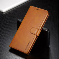 HKM-373011 Calfskin Pattern Flip Cover with Card Holder and Anti-Drop Protection