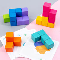 HKM-373331 3D Stacking Puzzle Cube Toy for Children - Educational Wooden Building Blocks for Logical Thinking (AJE-30)
