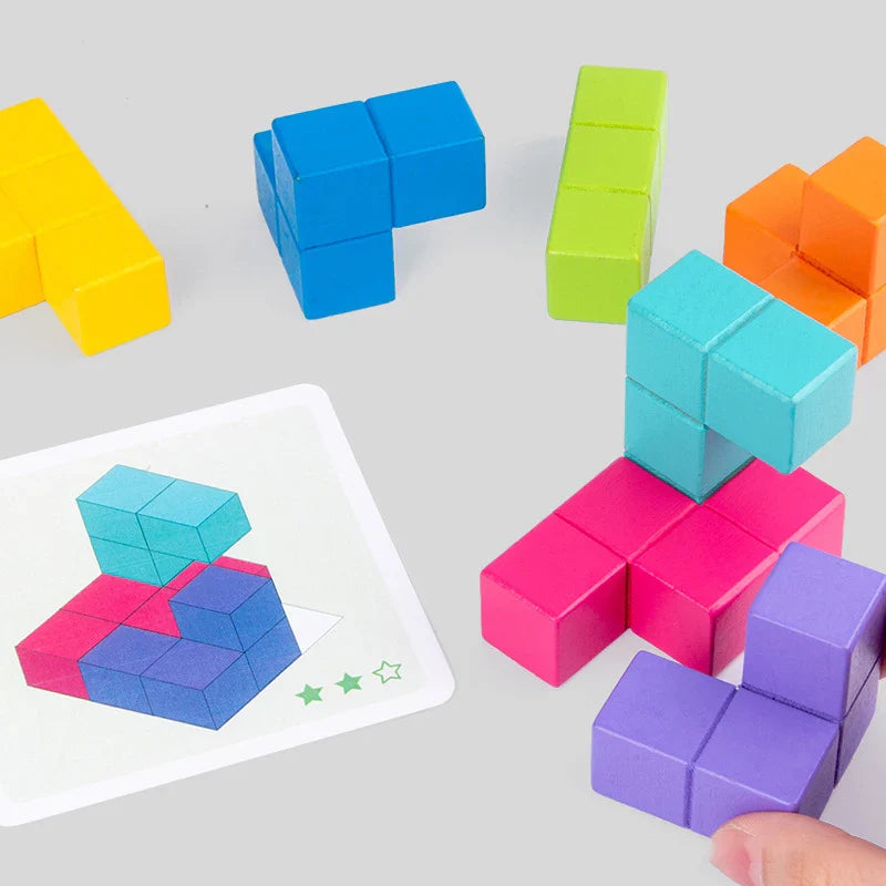 HKM-373331 3D Stacking Puzzle Cube Toy for Children - Educational Wooden Building Blocks for Logical Thinking (AJE-30)