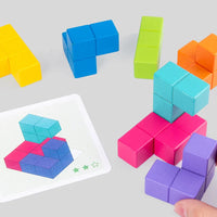 HKM-373331 3D Stacking Puzzle Cube Toy for Children - Educational Wooden Building Blocks for Logical Thinking (AJE-30)