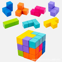 HKM-373331 3D Stacking Puzzle Cube Toy for Children - Educational Wooden Building Blocks for Logical Thinking (AJE-30)