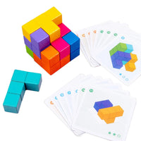 HKM-373331 3D Stacking Puzzle Cube Toy for Children - Educational Wooden Building Blocks for Logical Thinking (AJE-30)