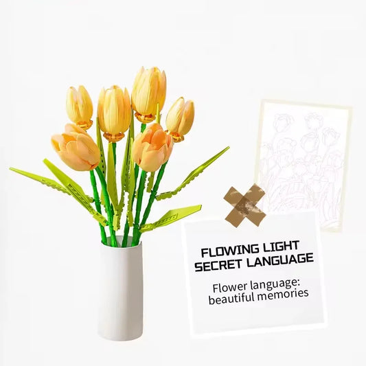 DIY Flower Bricks Building Blocks Construction Toy Vase Set for Creative Home Decoration