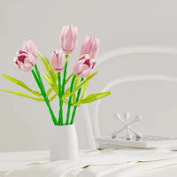 HKM-373395 DIY Flower Bricks Building Blocks Construction Toy Vase Set for Creative Home Decoration