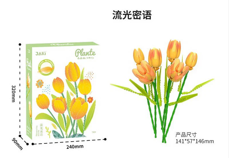 DIY Flower Bricks Building Blocks Construction Toy Vase Set for Creative Home Decoration