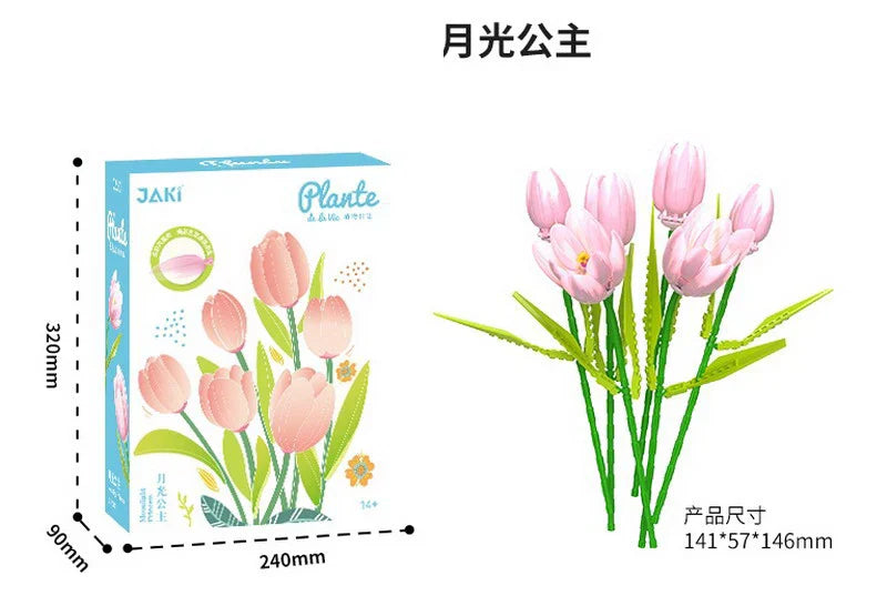 DIY Flower Bricks Building Blocks Construction Toy Vase Set for Creative Home Decoration