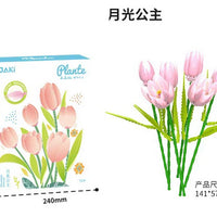 HKM-373395 DIY Flower Bricks Building Blocks Construction Toy Vase Set for Creative Home Decoration