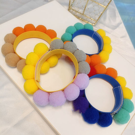 HKM-373459 Colored Fur Ball Bib Ins Photo Festival Corgi Necklace