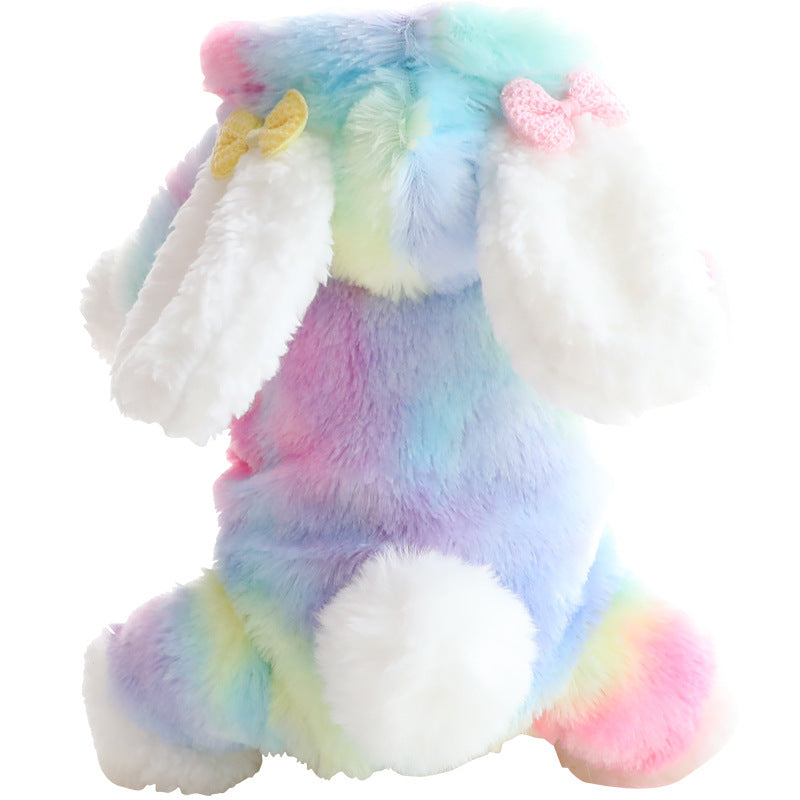 HKM-373587 Colorful Tie-Dye Cotton-Padded Jacket for Dogs - Four-Legged Winter Wear with Zipper Closure
