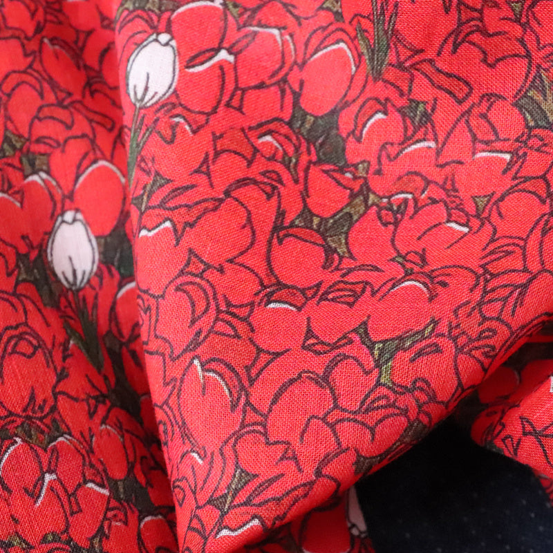 HKM-373587 Rose Twist Pure Ramie Digital Printing Fabric - 140cm Wide, Available in Multiple Lengths
