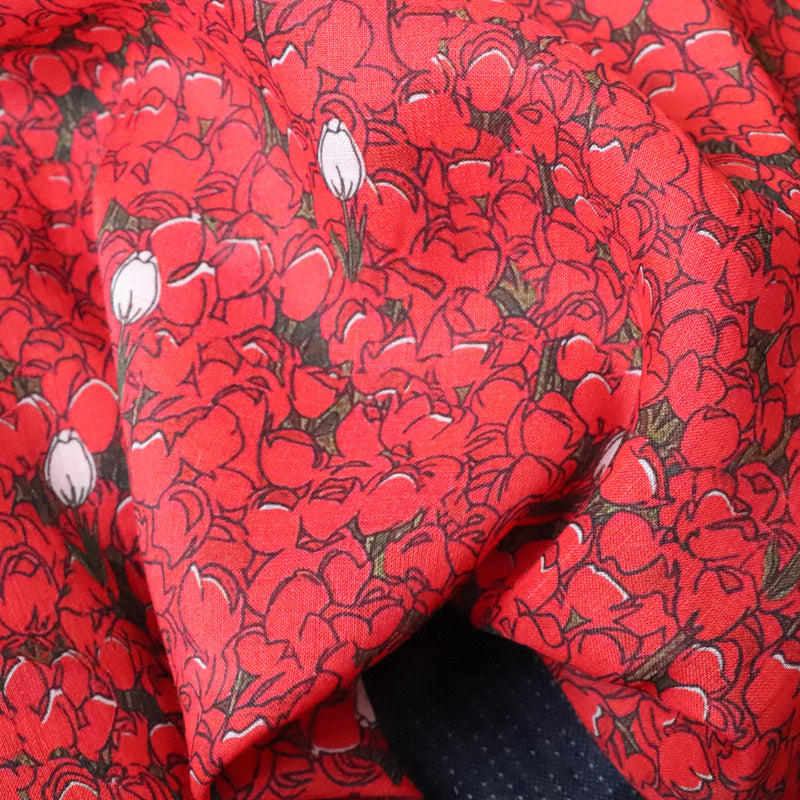 HKM-373587 Rose Twist Pure Ramie Digital Printing Fabric - 140cm Wide, Available in Multiple Lengths