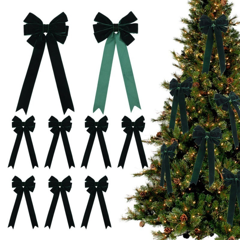 HKM-373715 Christmas Tree Decorative Bowknot Garland Pendant in Khaki, Green, and Red - Handmade Holiday Accents