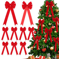 HKM-373715 Christmas Tree Decorative Bowknot Garland Pendant in Khaki, Green, and Red - Handmade Holiday Accents