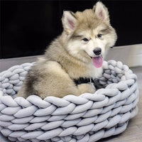 HKM-373715 Hand-woven Coarse Wool Pet Nest - Washable, Soft Fabric, Available in Various Sizes and Colors