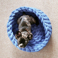 HKM-373715 Hand-woven Coarse Wool Pet Nest - Washable, Soft Fabric, Available in Various Sizes and Colors