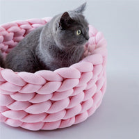 HKM-373715 Hand-woven Coarse Wool Pet Nest - Washable, Soft Fabric, Available in Various Sizes and Colors