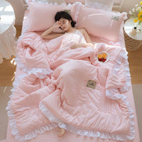 HKM-373907 Korean Style Solid Color Washed Cotton Summer Quilt, 200x230cm