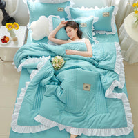 HKM-373907 Korean Style Solid Color Washed Cotton Summer Quilt, 200x230cm