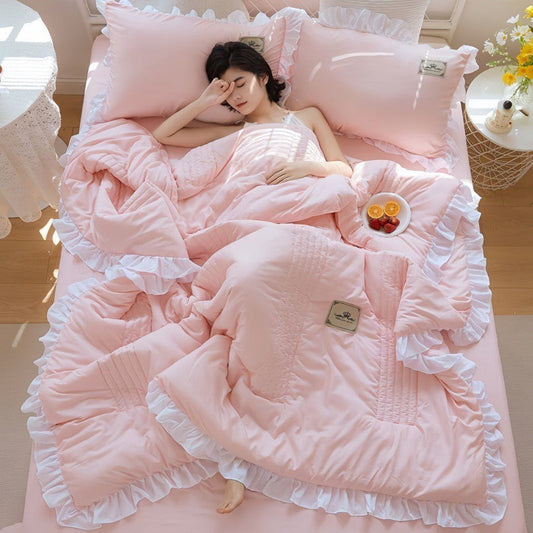 HKM-373907 Korean Style Solid Color Washed Cotton Summer Quilt, 200x230cm