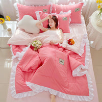 HKM-373907 Korean Style Solid Color Washed Cotton Summer Quilt, 200x230cm