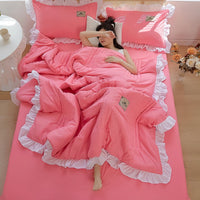 HKM-373907 Korean Style Solid Color Washed Cotton Summer Quilt, 200x230cm