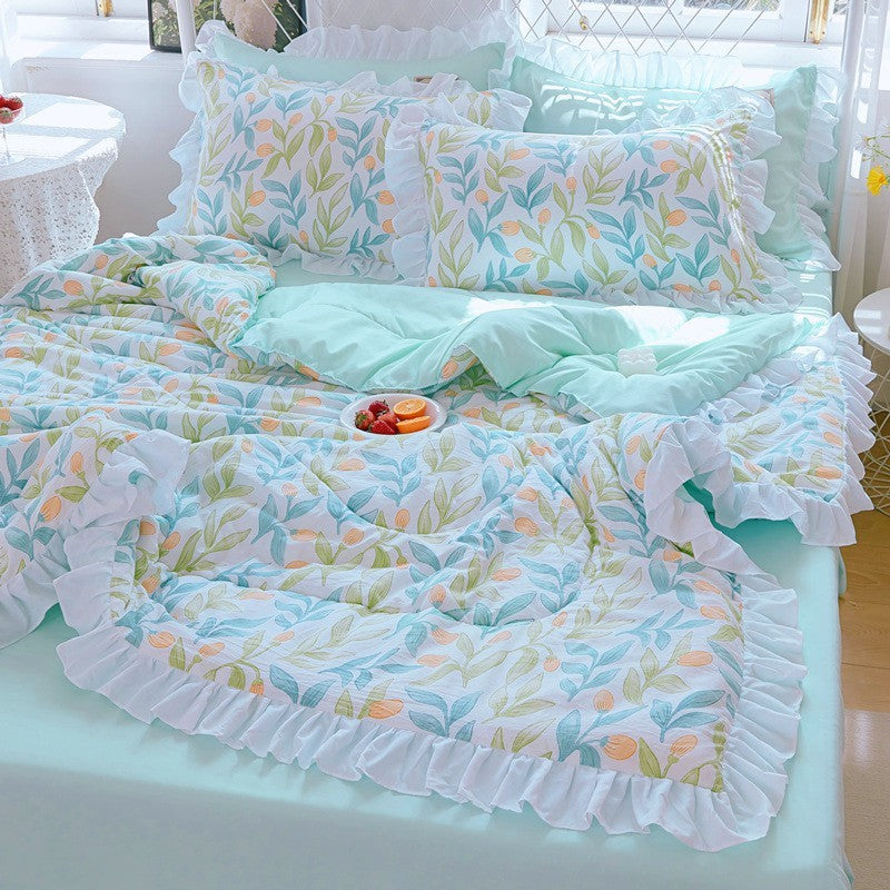 HKM-373907 Korean Style Solid Color Washed Cotton Summer Quilt, 200x230cm