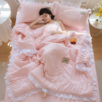 HKM-373907 Korean Style Solid Color Washed Cotton Summer Quilt, 200x230cm