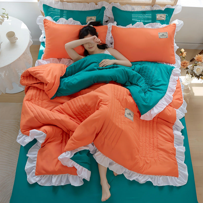 HKM-373907 Korean Style Solid Color Washed Cotton Summer Quilt, 200x230cm