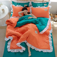 HKM-373907 Korean Style Solid Color Washed Cotton Summer Quilt, 200x230cm