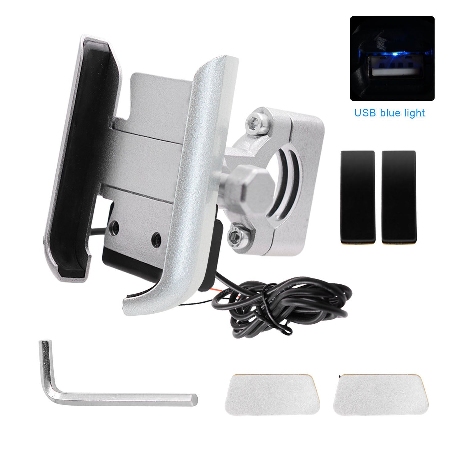 HKM-373971 360-Degree Rotatable Aluminum Alloy Mobile Phone Holder for Motorcycles, Electric Bikes, and ATVs