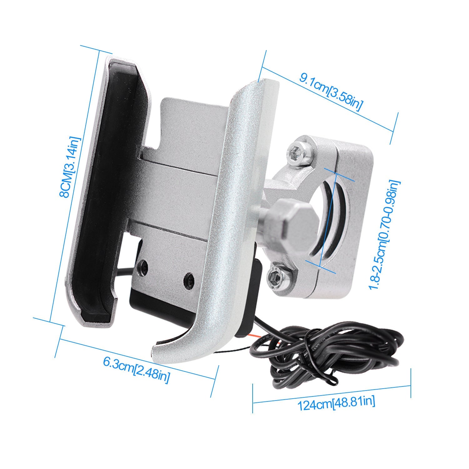 HKM-373971 360-Degree Rotatable Aluminum Alloy Mobile Phone Holder for Motorcycles, Electric Bikes, and ATVs