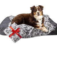 HKM-374035 Flannel Pet Blanket with Gray Cut Flower Footprints – Multiple Sizes Available