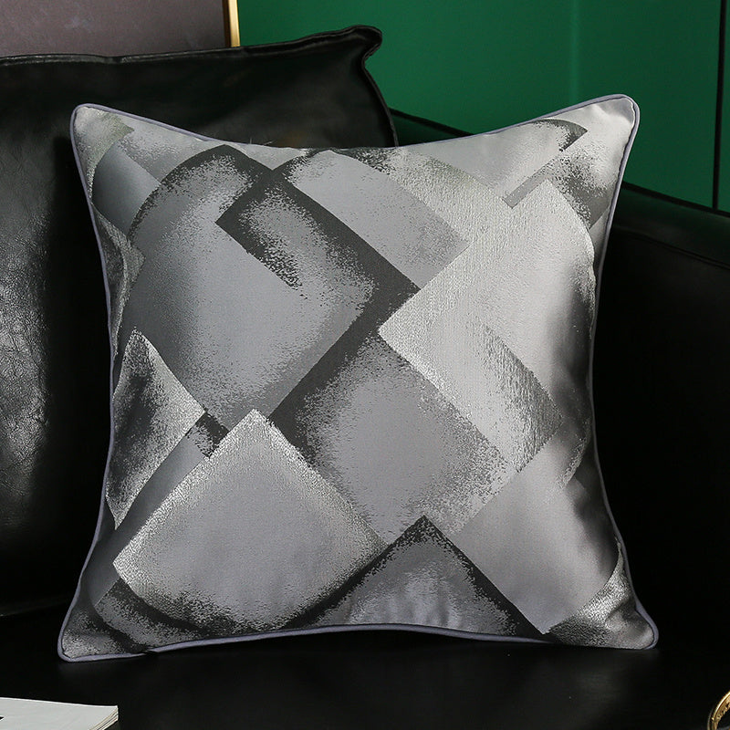 HKM-374035 Simple Modern Geometric Silk and Satin Throw Pillow Cover - 45x45cm