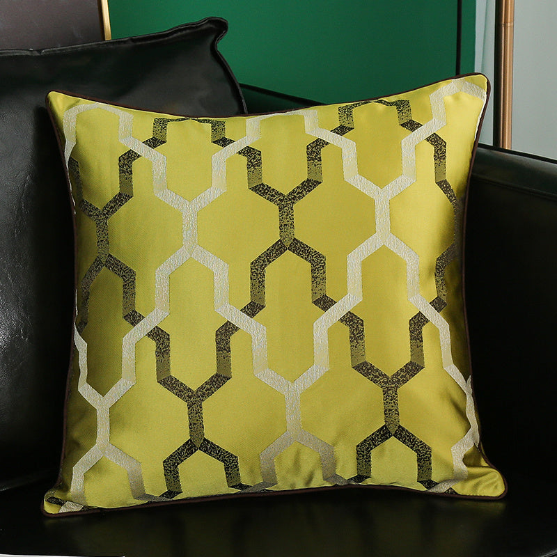 HKM-374035 Simple Modern Geometric Silk and Satin Throw Pillow Cover - 45x45cm