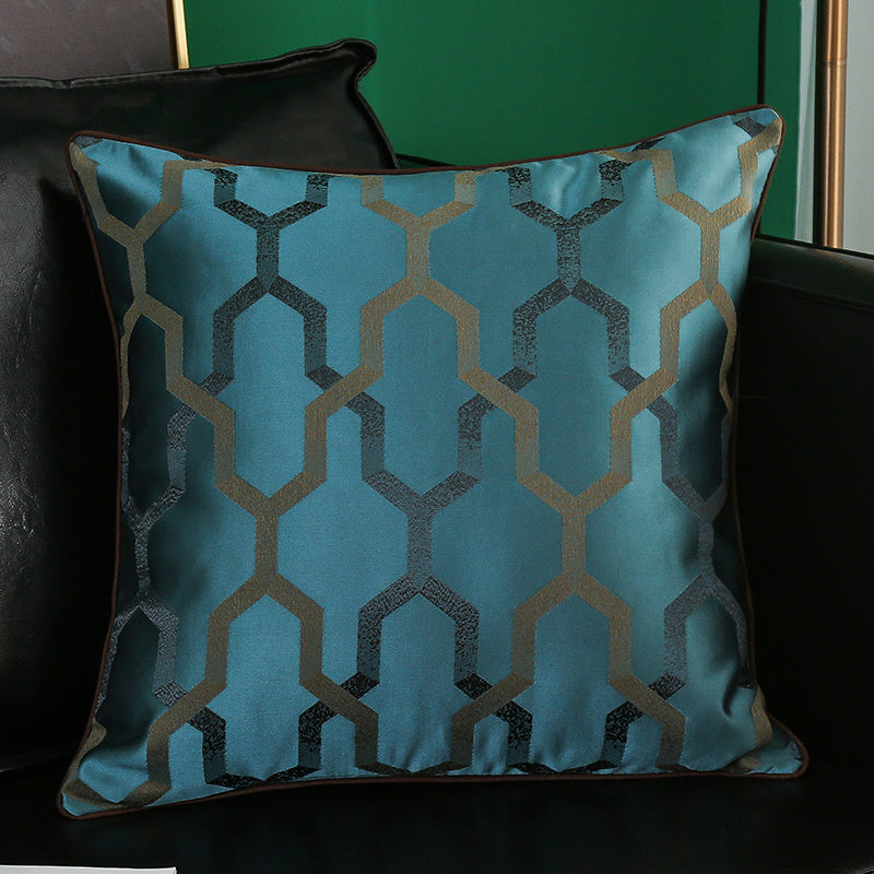 HKM-374035 Simple Modern Geometric Silk and Satin Throw Pillow Cover - 45x45cm