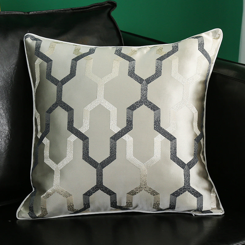 HKM-374035 Simple Modern Geometric Silk and Satin Throw Pillow Cover - 45x45cm