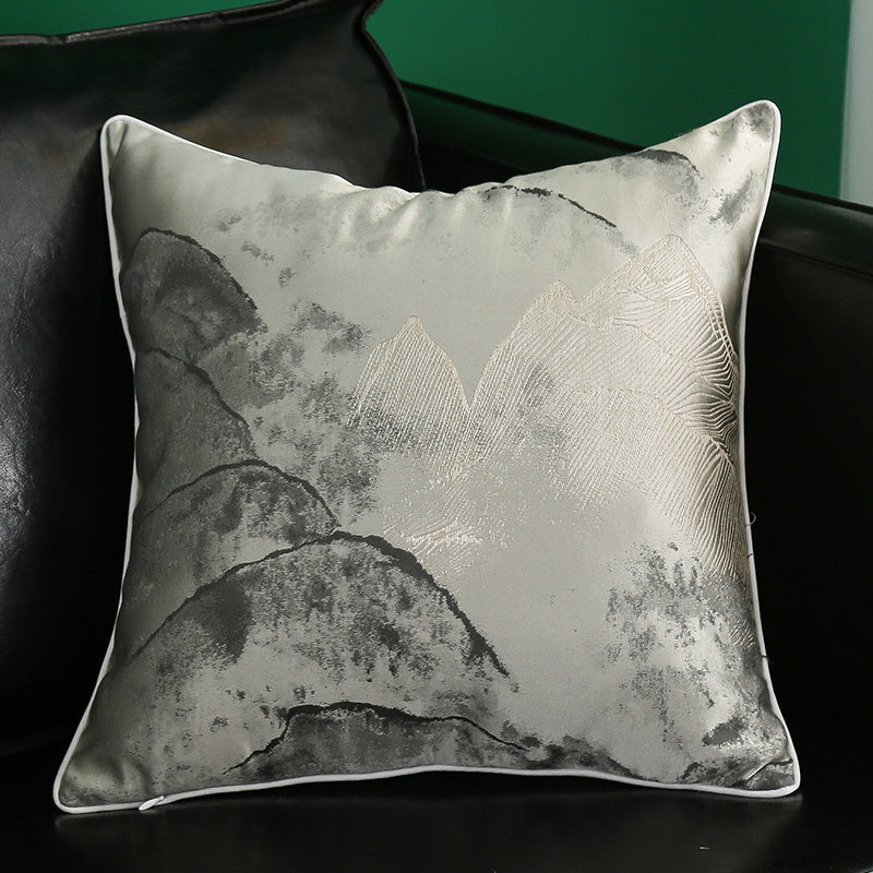 HKM-374035 Simple Modern Geometric Silk and Satin Throw Pillow Cover - 45x45cm
