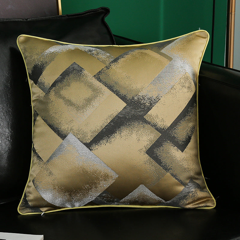 HKM-374035 Simple Modern Geometric Silk and Satin Throw Pillow Cover - 45x45cm