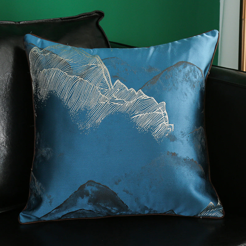 HKM-374035 Simple Modern Geometric Silk and Satin Throw Pillow Cover - 45x45cm