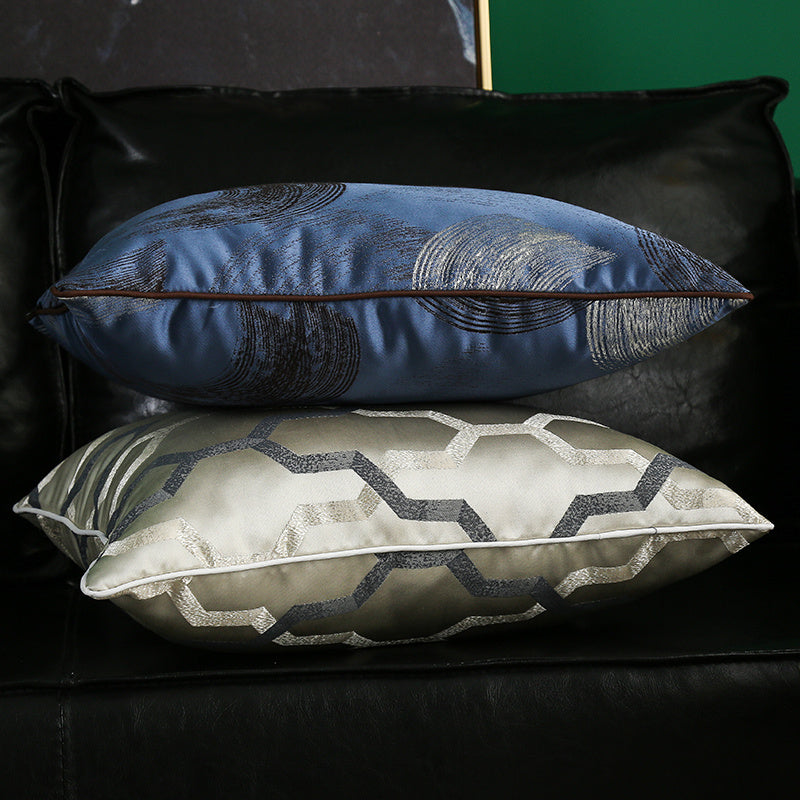 HKM-374035 Simple Modern Geometric Silk and Satin Throw Pillow Cover - 45x45cm