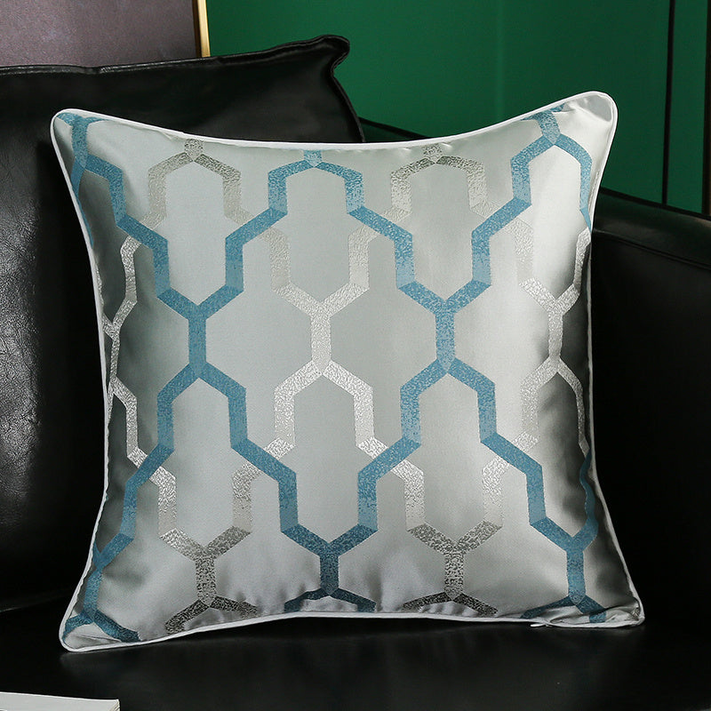 HKM-374035 Simple Modern Geometric Silk and Satin Throw Pillow Cover - 45x45cm